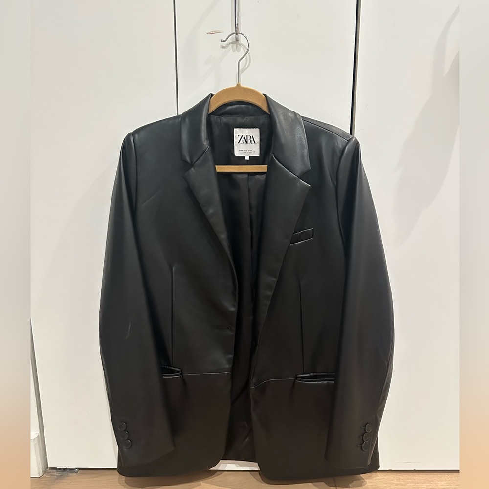 Faux Leather Blazer